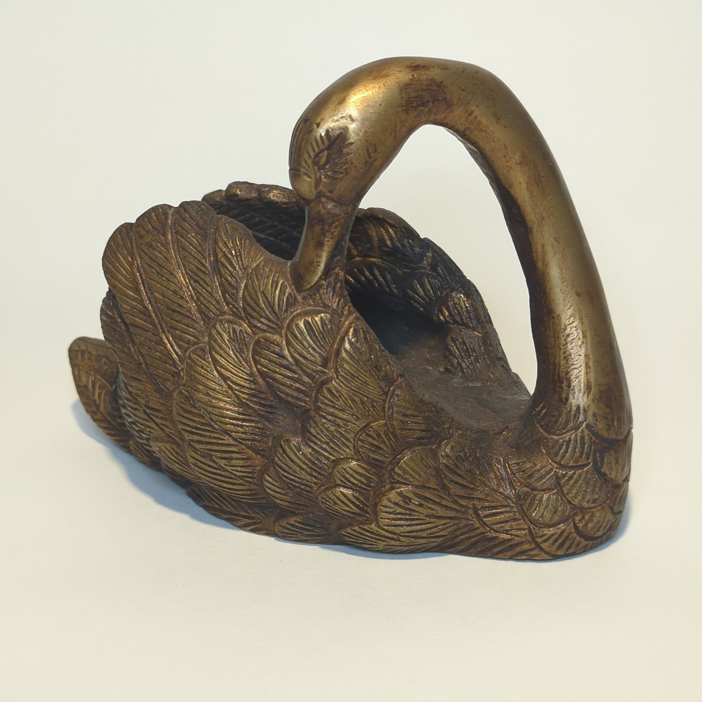 Messing Schwan Figur handgeschmiedet – Vintage Deko aus Indien