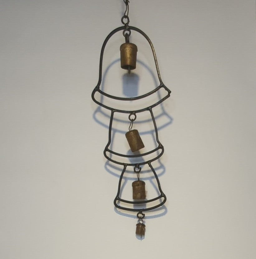 Messing Glockenspiel mit 3 Glocken – Windspiel Handarbeit Indien