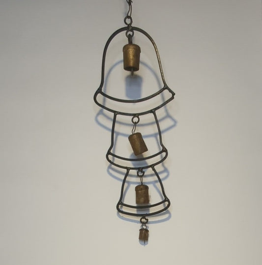 Messing Glockenspiel mit 3 Glocken – Windspiel Handarbeit Indien
